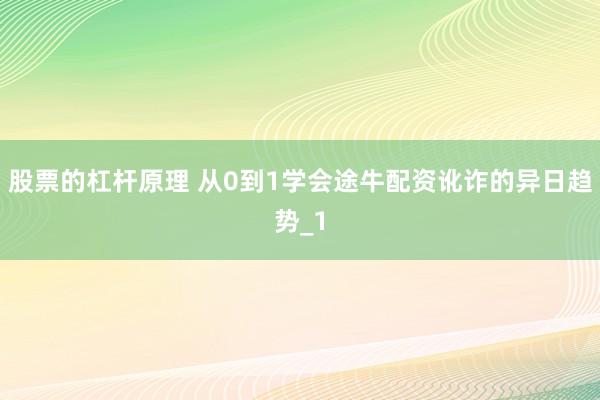股票的杠杆原理 从0到1学会途牛配资讹诈的异日趋势_1